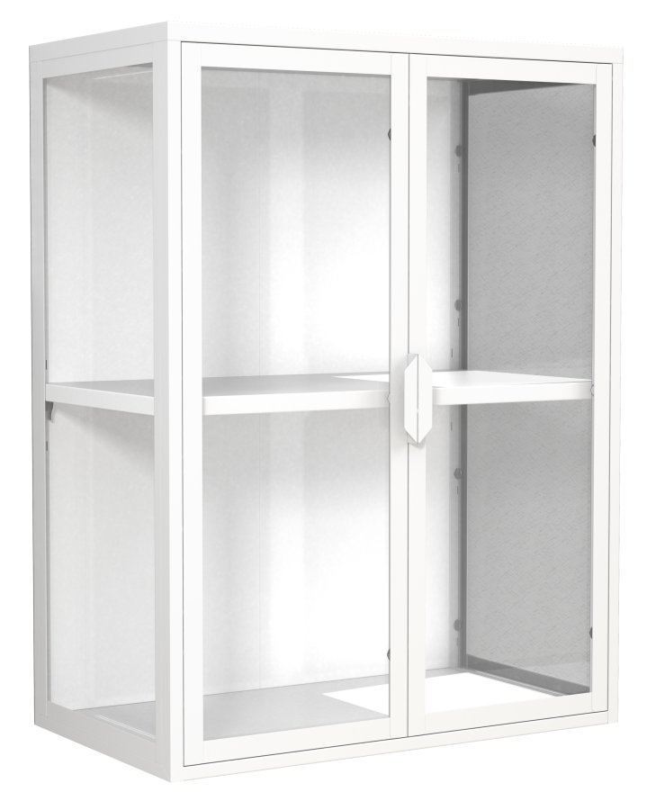 VCM NORDIC Flokas M Hängeschrank, m. 2 Türen und 1 Einlegeboden - Glas und weißer Stahl