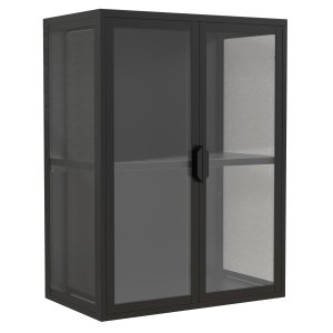 VCM NORDIC Flokas M vggskp, w. 2 drrar och 1 hylla - glas och svart stl