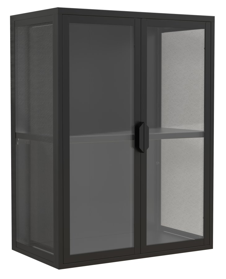 VCM NORDIC Flokas M Hängeschrank, m. 2 Türen und 1 Einlegeboden – Glas und schwarzer Stahl