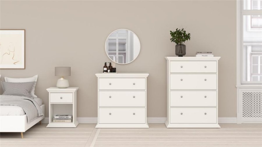 TVILUM North Sengebord med 1 skuffe, Hvid, 47,8 x 43,3 x 63,4 cm