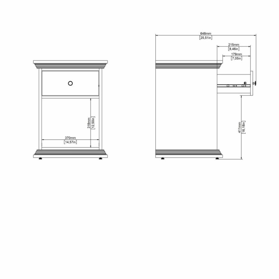 TVILUM North Sengebord med 1 skuffe, Hvid, 47,8 x 43,3 x 63,4 cm