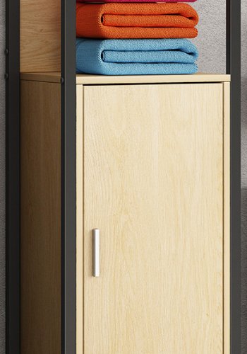 VCM NORDIC Edino Badezimmerschrank Midi, m. 1 Tür - Melamin natur