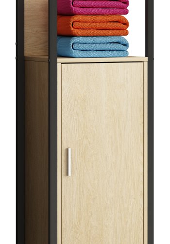 VCM NORDIC Edino Badezimmerschrank Midi, m. 1 Tür - Melamin natur