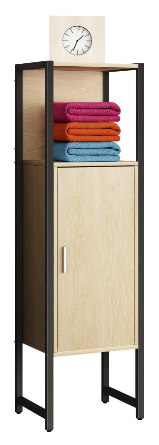 VCM NORDIC Edino Badezimmerschrank Midi, m. 1 Tür - Melamin natur