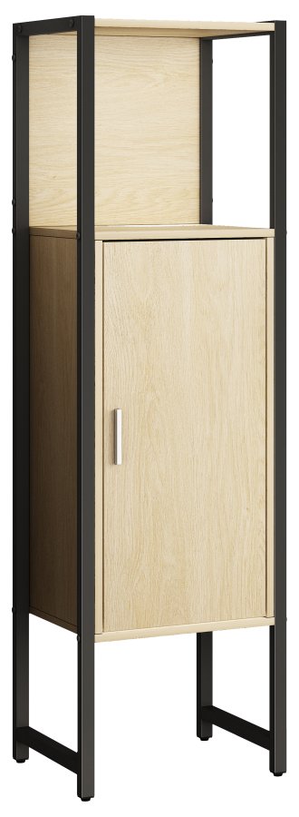 VCM NORDIC Edino Badezimmerschrank Midi, m. 1 Tür - Melamin natur