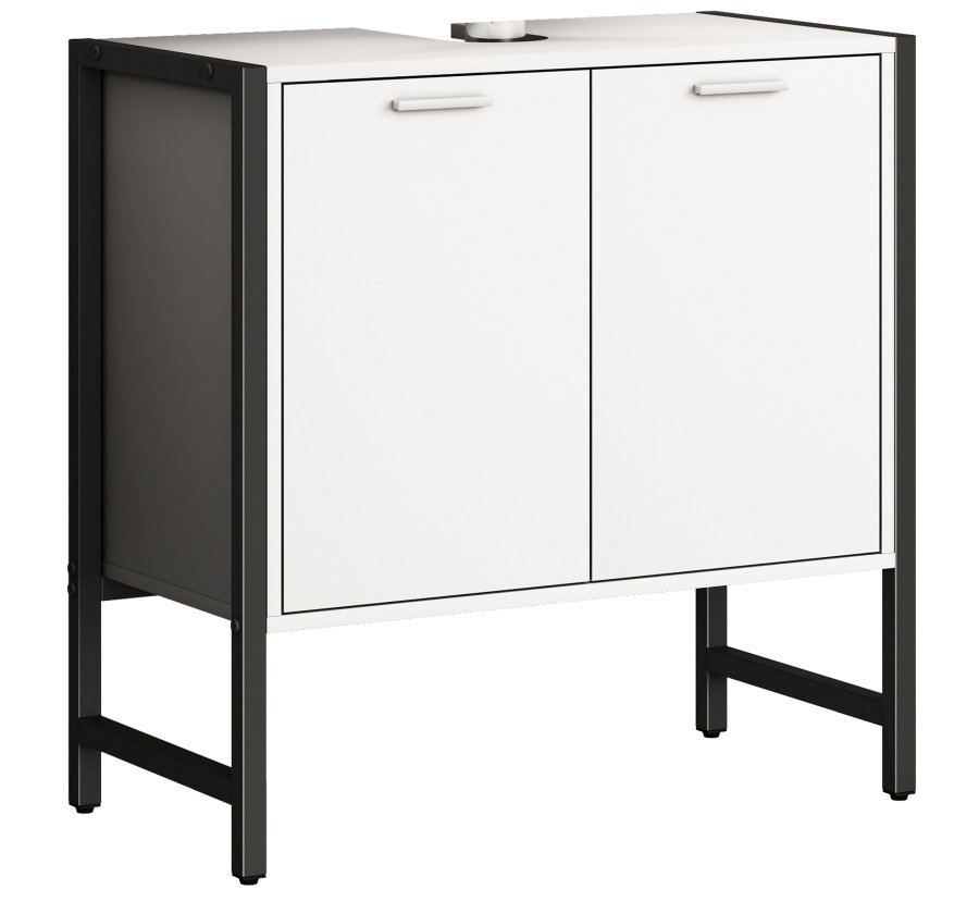 VCM NORDIC Edino Badezimmer-Waschtischunterschrank mit 2 Türen - Melamin weiß
