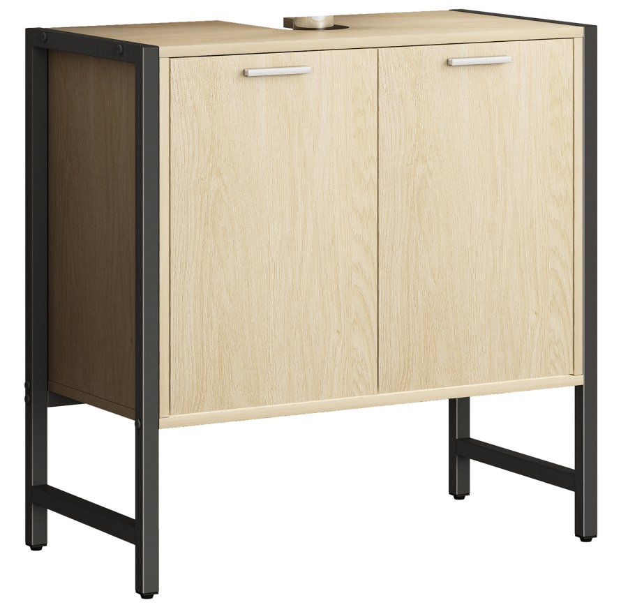 VCM NORDIC Edino Badezimmer-Waschtischunterschrank mit 2 Türen - Melamin natur