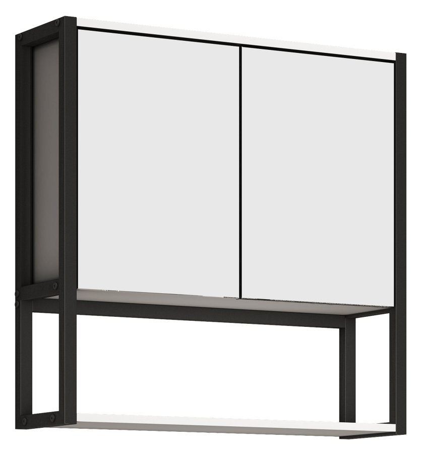 VCM NORDIC Edino Badezimmerschrank, mit Spiegel, 2 Türen, 1 Einlegeboden – Holz weiß