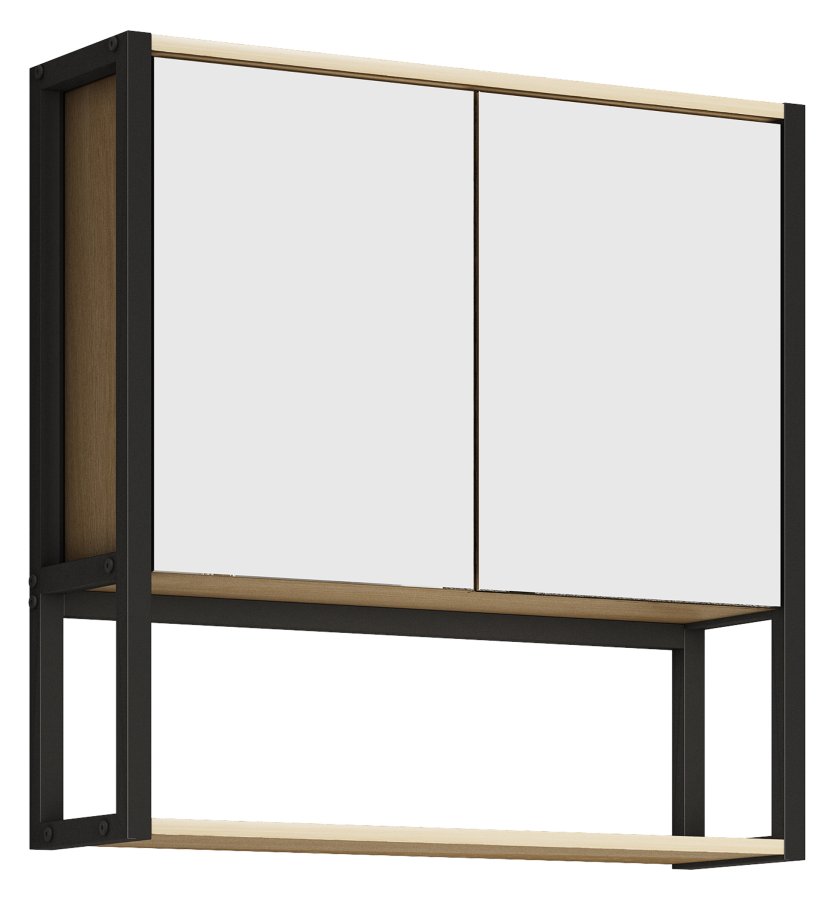 VCM NORDIC Edino baderomsskap, m. speil, 2 drer, 1 hylle - naturlig tre