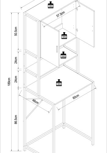 VCM NORDIC Edino skap for vaskemaskin/trketrommel, m. 2 drer, 3 hyller - naturlig tre