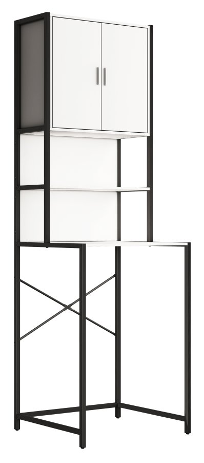 VCM NORDIC Edino skap for vaskemaskin/trketrommel, m. 2 drer, 3 hyller - hvitt tre