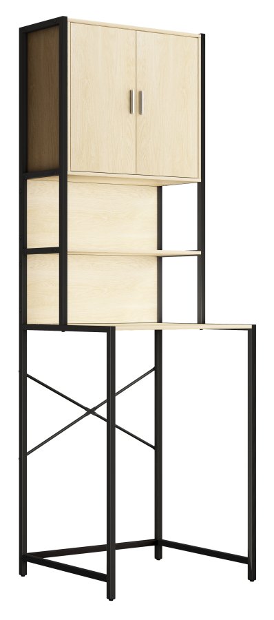 VCM NORDIC Edino skap for vaskemaskin/trketrommel, m. 2 drer, 3 hyller - naturlig tre