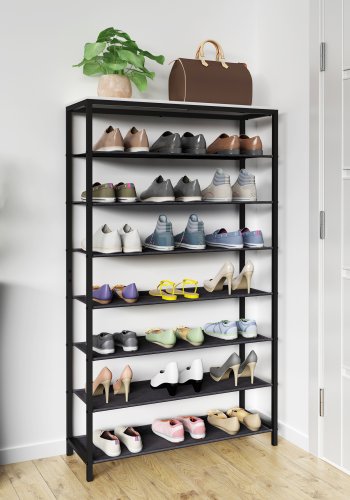 VCM NORDIC Taliro Schuhregal, m. 7 Fächern - weiß/schwarzes Metall