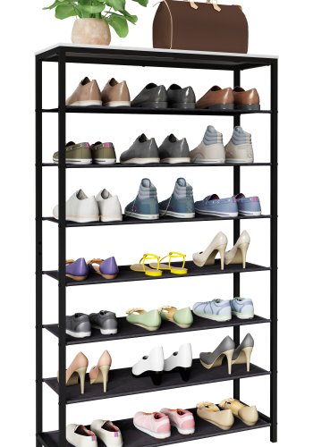 VCM NORDIC Taliro Schuhregal, m. 7 Fächern - weiß/schwarzes Metall