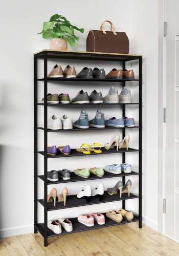 VCM NORDIC Taliro skostativ, m. 7 rom - natur/sort metall