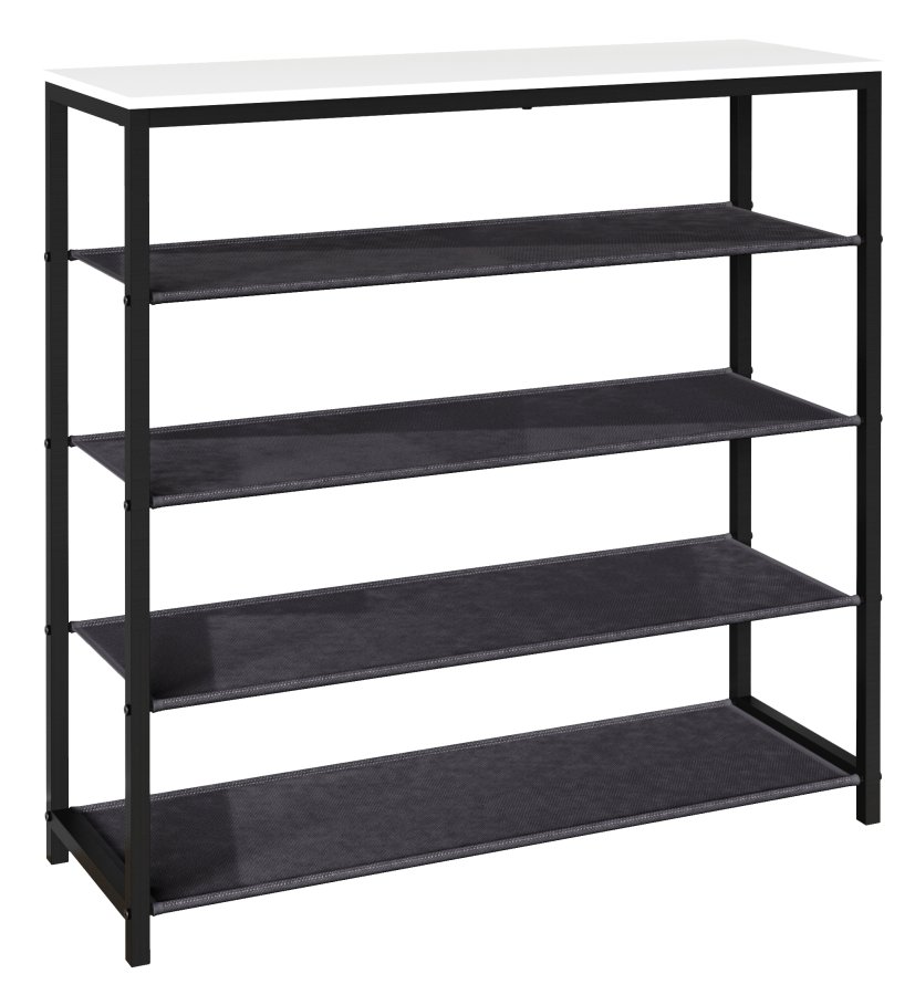 VCM NORDIC Taliro Schuhregal, m. 4 Fächern - weiß/schwarzes Metall