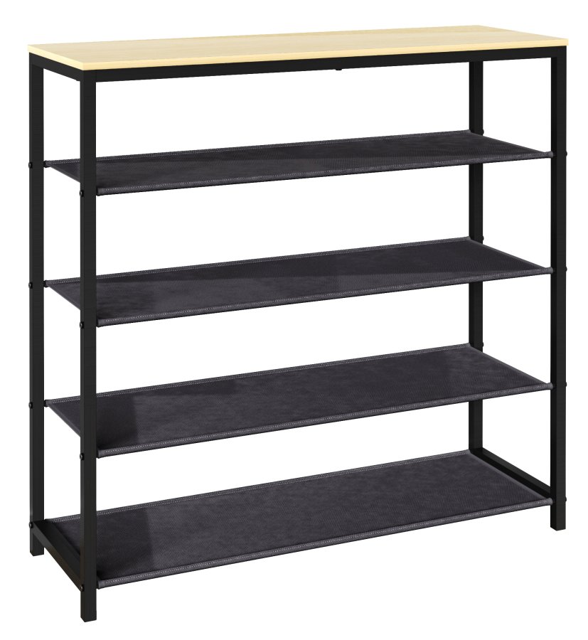 VCM NORDIC Taliro Schuhregal, mit 4 Fächern - Natur/Schwarz Metall