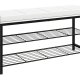 VCM NORDIC Taliro skostativ, m. 2 hyller og polstret benk - hvitt og svart metall (90x30)