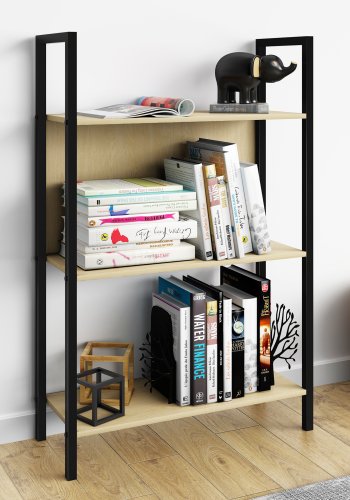 VCM NORDIC Flakos 3-roms hylle, m. 3 hyller - naturlig tre og metall