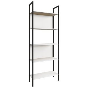 VCM NORDIC Flakos 5 rum reol, m. 5 hylder - hvid tr og metal