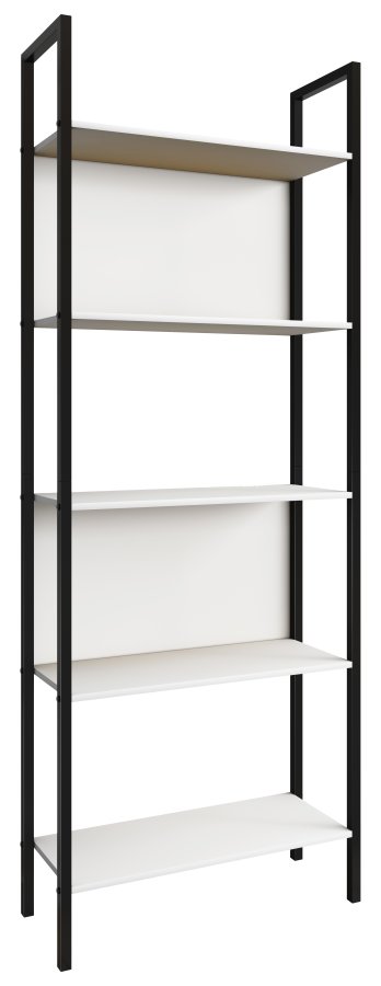 VCM NORDIC Flakos Bücherregal mit 5 Fächern, mit 5 Regalen – weißes Holz und Metall