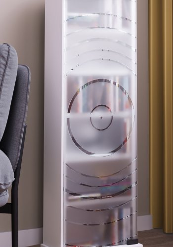 VCM NORDIC Tilano M hylle for CDer og DVDer, m. 1 glassdr og 5 hyller - hvitt tre