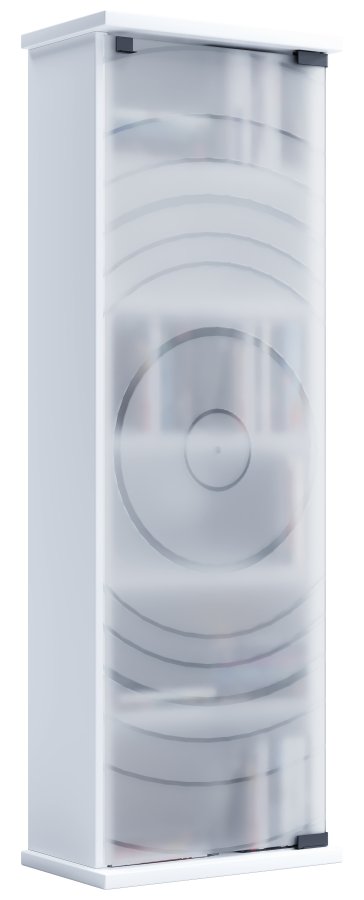 VCM NORDIC Tilano M hylle for CDer og DVDer, m. 1 glassdr og 5 hyller - hvitt tre