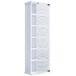 VCM NORDIC Tilano M reol til cd'ere og dvd'er, m. 1 glaslge og 5 hylder - hvid tr