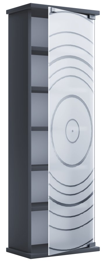 VCM NORDIC Tilano M Regal für CDs und DVDs, mit 1 Glastür und 5 Einlegeböden – Holz anthrazitgrau