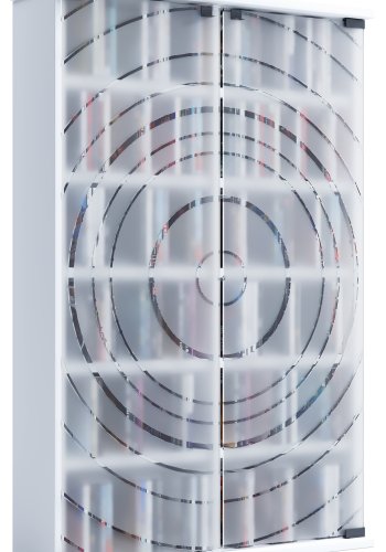 VCM NORDIC Tilano L bokhylle for CDer og DVDer, m. 2 glassdrer og 10 hyller - hvitt tre