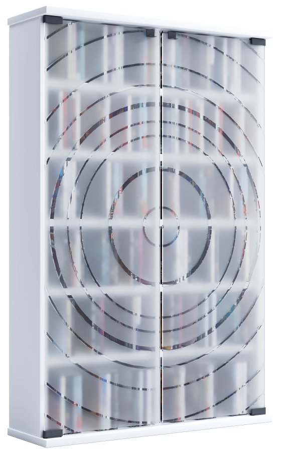 VCM NORDIC Tilano L bokhylle for CDer og DVDer, m. 2 glassdrer og 10 hyller - hvitt tre