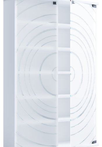 VCM NORDIC Tilano L bokhylle for CDer og DVDer, m. 2 glassdrer og 10 hyller - hvitt tre