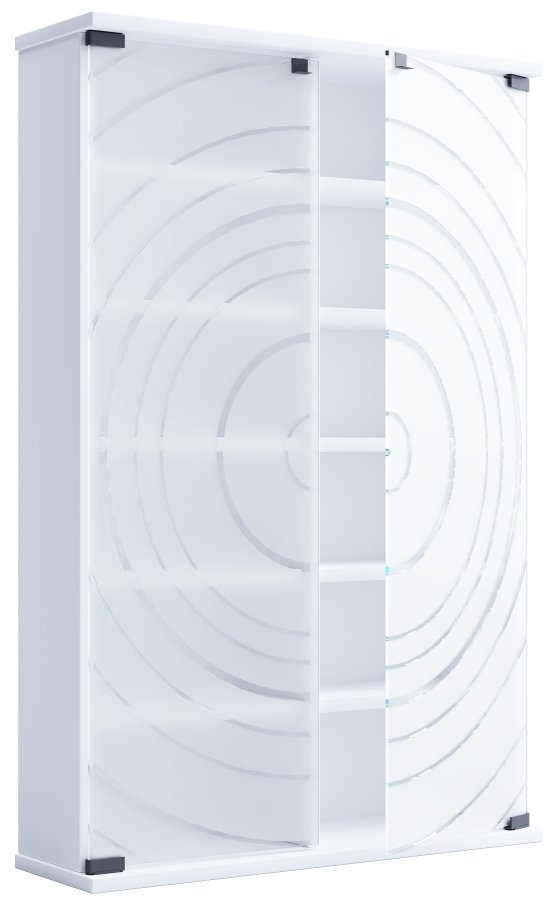 VCM NORDIC Tilano L bokhylle for CDer og DVDer, m. 2 glassdrer og 10 hyller - hvitt tre