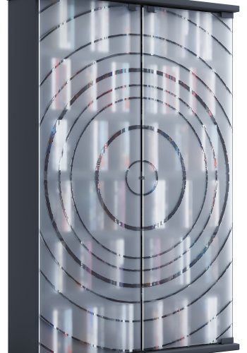 VCM NORDIC Tilano L bokhylle for CDer og DVDer, m. 2 glassdrer og 10 hyller - antrasittgrtt tre