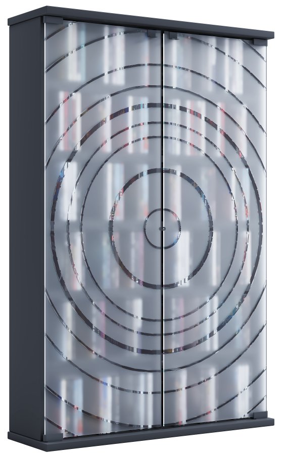 VCM NORDIC Tilano L bokhylle for CDer og DVDer, m. 2 glassdrer og 10 hyller - antrasittgrtt tre