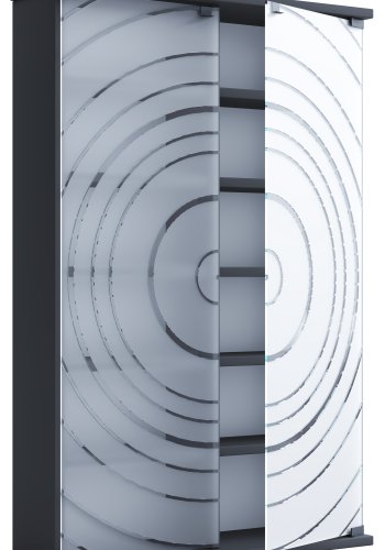 VCM NORDIC Tilano L bokhylle for CDer og DVDer, m. 2 glassdrer og 10 hyller - antrasittgrtt tre