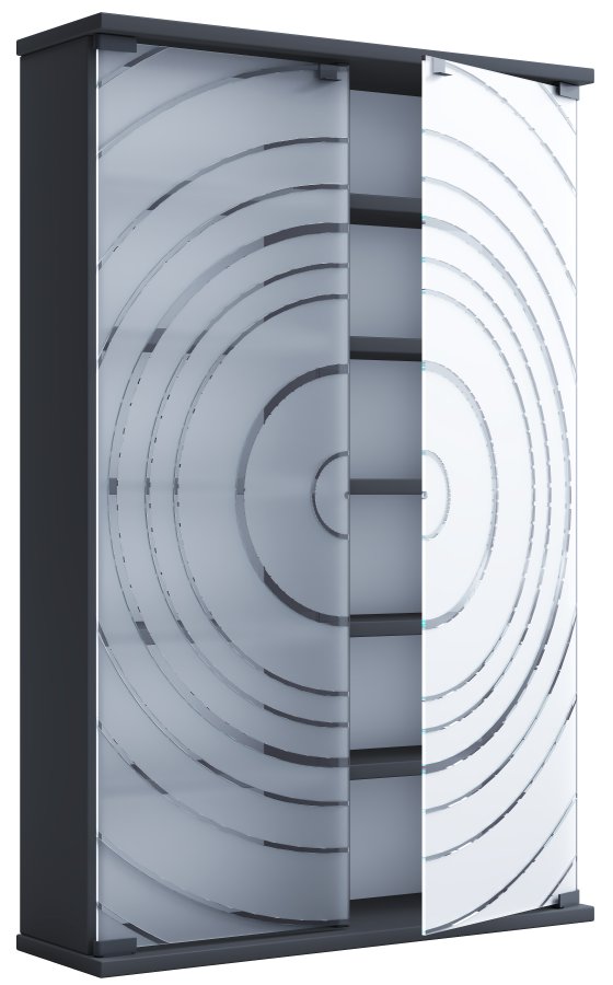VCM NORDIC Tilano L bokhylle for CDer og DVDer, m. 2 glassdrer og 10 hyller - antrasittgrtt tre