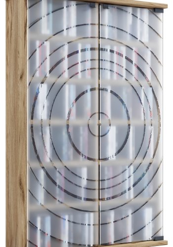 VCM NORDIC Tilano L bokhylle for CDer og DVDer, m. 2 glassdrer og 10 hyller - naturlig tre