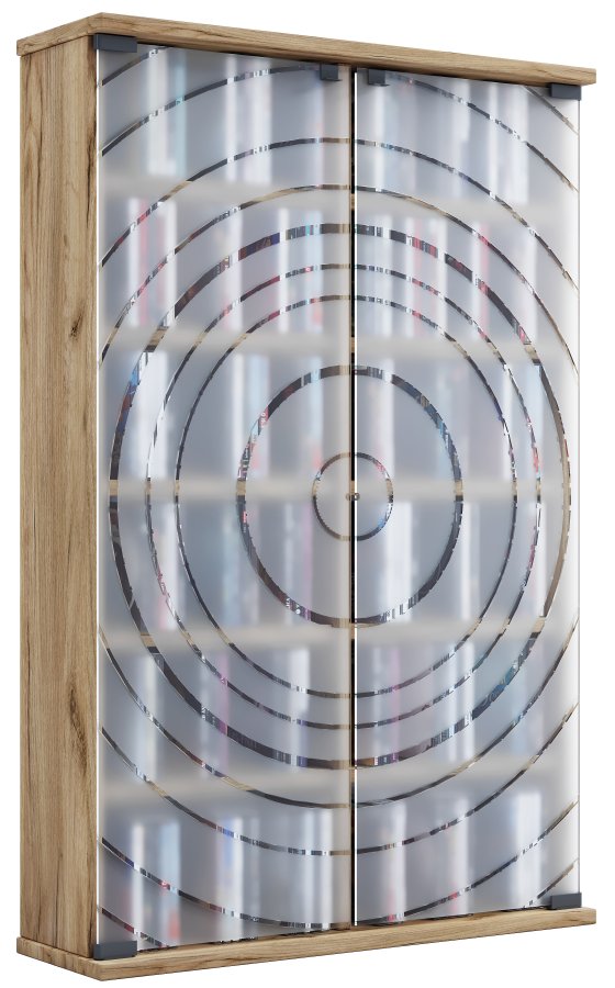 VCM NORDIC Tilano L bokhylle for CDer og DVDer, m. 2 glassdrer og 10 hyller - naturlig tre