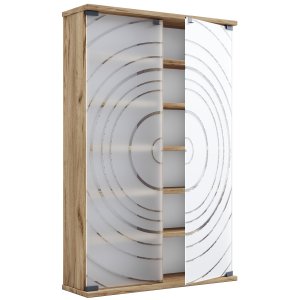 VCM NORDIC Tilano L reol til cd'ere og dvd'er, m. 2 glaslger og 10 hylder - natur tr