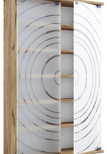 VCM NORDIC Tilano L bokhylle for CDer og DVDer, m. 2 glassdrer og 10 hyller - naturlig tre