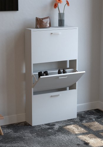 VCM NORDIC Sulos M Schuhschrank, m. 3 Türen - Holz weiß