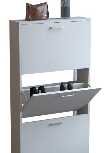 VCM NORDIC Sulos M Schuhschrank, m. 3 Türen - Holz weiß