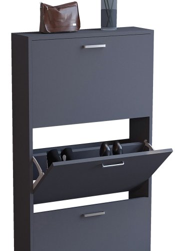 VCM NORDIC Sulos M Schuhschrank, m. 3 Türen - Holz anthrazitgrau