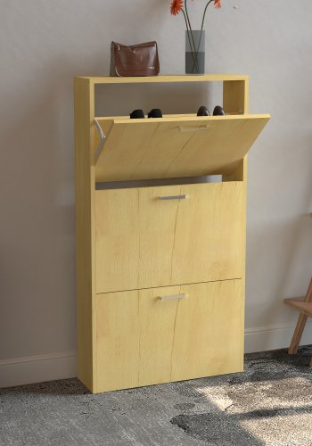 VCM NORDIC Sulos M Schuhschrank, m. 3 Türen - Naturholz