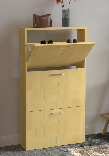 VCM NORDIC Sulos M Schuhschrank, m. 3 Türen - Naturholz