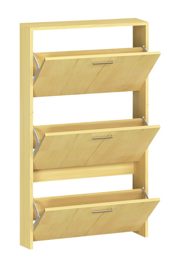 VCM NORDIC Sulos M Schuhschrank, m. 3 Türen - Naturholz