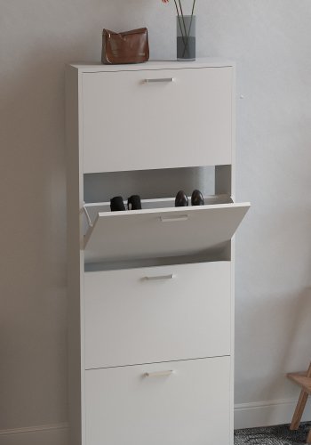 VCM NORDIC Sulos L skoskap, m. 4 drer - hvitt tre