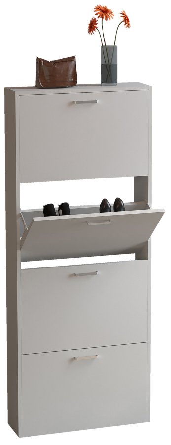 VCM NORDIC Sulos L skoskap, m. 4 drer - hvitt tre