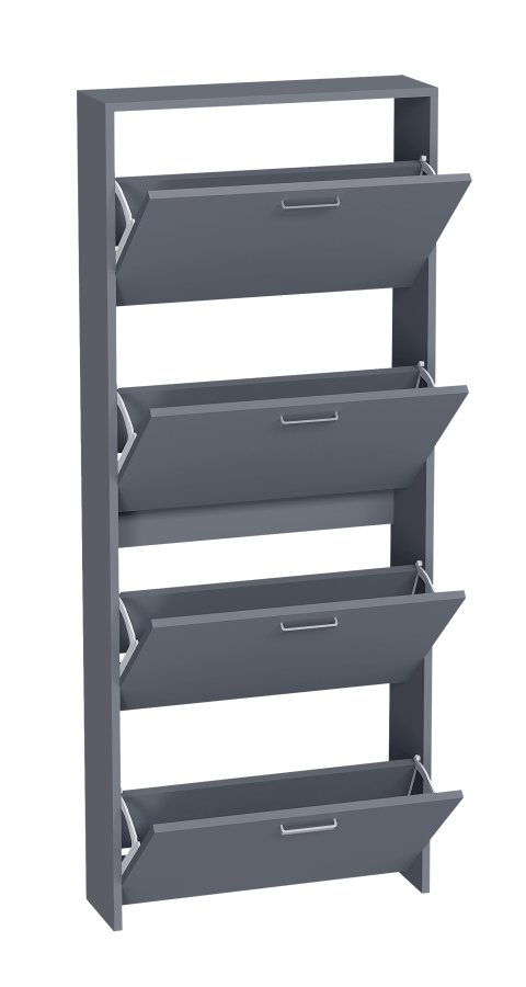 VCM NORDIC Sulos L Schuhschrank, m. 4 Türen - Anthrazitgraues Holz